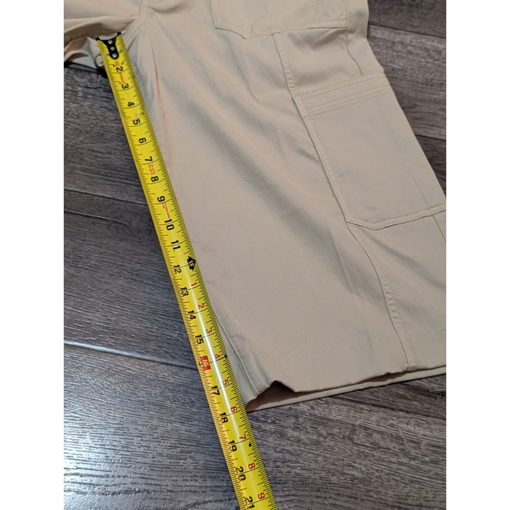 American Eagle Stretch Cargo Shorts Khaki Tan Beige Size 14 Bermuda High Rise - Picture 6 of 8